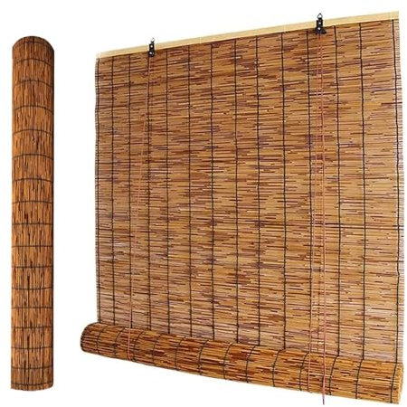 Rollo Sichtschutz Bambus Jalousie 140x160cm 120 x 180 cm 110 x 135 cm Wasserdicht Bambus Rollo Jalousine Lichtfilter Vorhang für Fenster Außen/Innen Balkon Wand Mit Lifter (Color : Hoch 160cm, Size