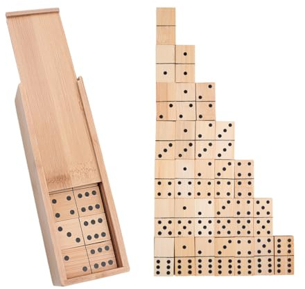 Hsthe Sea Set Completo da Gioco Domino D6 con Custodia in Legno - Set Domino Doppio Sei Premium da 28 Pezzi - Domino Bianco e Nero da Viaggio per Giochi Educativi Classici