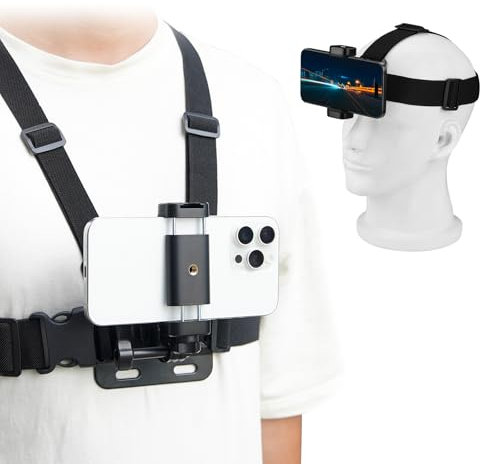 BRDRC POV Phone & Camera Mount for Vlog Recording, Body Harness Strap Clip Kit for iPhone, GoPro, DJI Osmo Pocket, Insta360 X5/4/3, Samsung
