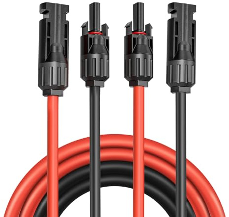 Cable de Extensión de Panel Solar de 4mm², Alargador de Cable Solar de 1/2/3/5M, Cable de Cable Fotovoltaico con Conectores Hembra y Macho Kit de Adaptador para Panel Fotovoltaico (4mm²1m)