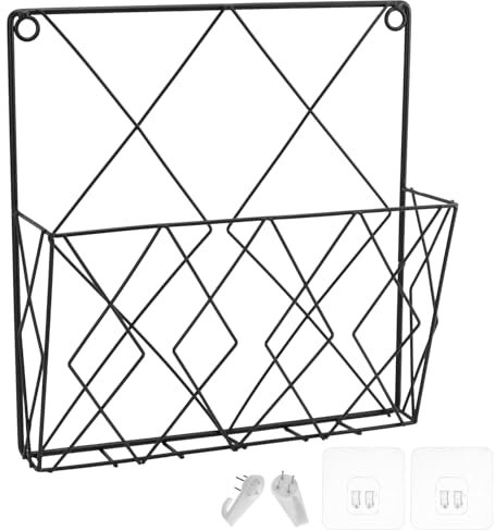 QWORK® porte-journaux mural porte-journaux 26x25 cm - étagère murale en métal pour bureau et salon - noir