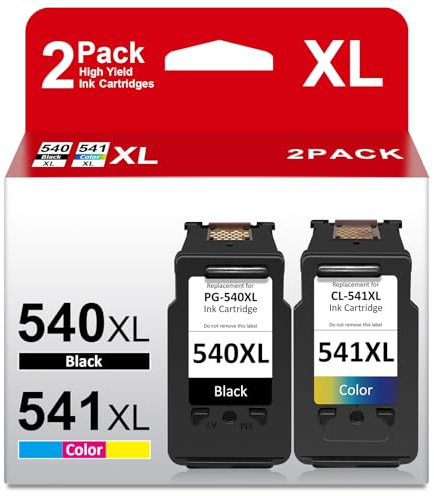 540XL 541XL Twin Pack Compatible for Canon 540 and 541 Ink Cartridges, Printer ink 540 541 XL, Ink cartridges 540 and 541 for Pixma TS5150 MG3650s MX475 MG3650 TS5151 MG4250 MG3600 MG3250 MG3550