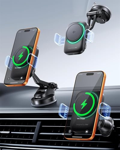 INIU for MagSafe Car Mount Charger, Qi2 Certified 15W Fast Charging