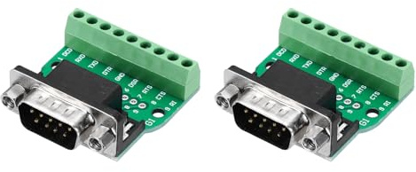 sourcing map Conector VGA VGA9 macho de 9 pines de 2 filas macho sin soldadura, terminal de puerto serie para equipos mecánicos, computadoras CNC, paquete de 2 con tornillos de pulgar