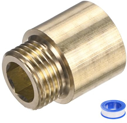 M METERXITY 1-Set Shower Head Extension Arm, Brass G1/2 Male to Female Extension Pipe Fitting Adapter with PTFE Thread Seal Tape for Shower/Faucet, Pipe Plumbing Coupler 1.18/30mm 2pcs