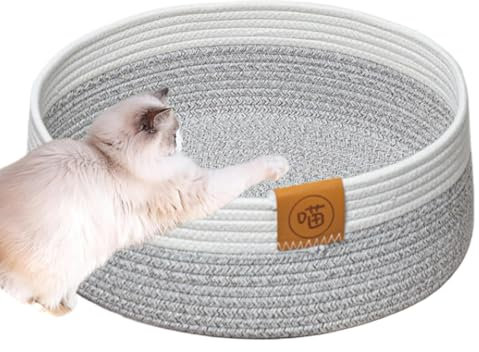 Grand Lit en Corde de Coton Tissé Panier Rond 40CM Nid Confortable Résistant aux Rayures pour Salon