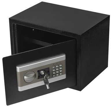 Caja fuerte electrónica pequeña de metal con 2 compartimentos, 22 L, para joyas digitales electrónicas, objetos de valor, caja fuerte con llave urgente, caja fuerte para el hogar, pared, muebles, caja