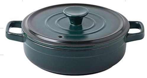CWCQGH Casseruola in Ceramica Casseruola in Ceramica Piccola pentola cocotte Casseruola Rotonda con Coperchio Stufato Lento Forno Pentola per zuppa Resistente al Calore Pentola,Green-0.6L