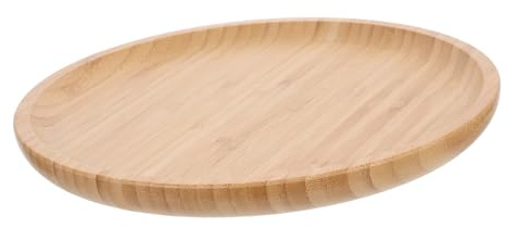 PRETYZOOM Assiette De Service Ronde 25 Cm en Bois De Naturel Plateau De Fruits Et Nourriture Multifonction pour Maison Et Hôtel Plateau De Service Alimentaire Polyvalent
