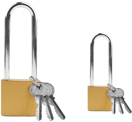 2 PCS Long Padlock, Outdoor Padlock Weatherproof with Keys for School, Gym Locker, Cabinets, Suitcase Yellow, Padlocks with Keys, Standard Security 20mm and 40mm with Key