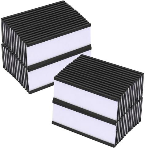 Magnetische Etikettenhalter, 60 Stück Beschreibbare Magnete Etiketten, 2,5 x 7,6 cm Etikettenträger mit Papiereinsätze, C Kanal Magnet Etiketten, Magnettafeln für Schule, Whiteboards, Kühlschränke
