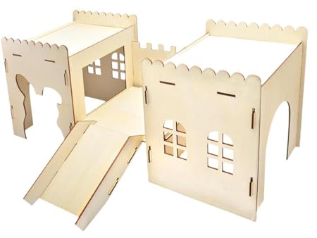 Baoblaze Hasenversteck aus Holz, Hasenhaus aus Holz, große belüftete mit Höhlentreppe für Chinchillas, Kleintiere, Frettchen