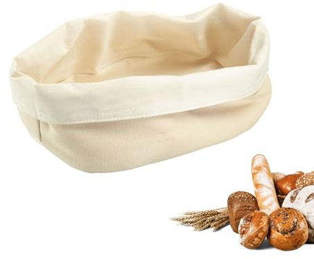 Westmark Bolsa de pan ovalada – Cesta de pan de tela para pan, bollos, bollería y fruta – Panera moderna de algodón – Beige claro/Beige, 25 x 18 cm