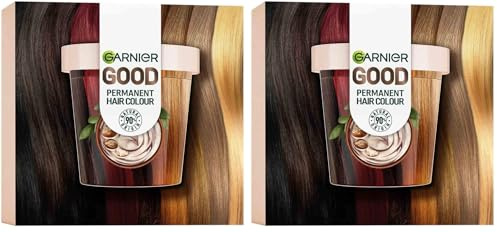 GARNIER GOOD Coloración Permanente Premium Starter Kit, Color Brillante 8 Semanas, 100% Cobertura de Canas, 90% Origen Natural, Sin Amoniaco, Vegano, Cruelty Free, 7.12 Rubio Café Latte (Paquete de 2)
