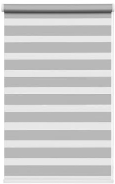 Silver Day & Night Zebra Roller Blind (165cm drop) - 155cm | Silver day & night zebra roller blind. 155cm width x 165cm drop. Alternating sheer and opaque fabric for light control.