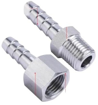 MJINA High-Pressure 4 6 8 10 12 14 16-20mm Hose Barb 1/8 1/4“ 3/8 1/2” 3/4 BSP NPT Male Female Fitting Connector 304 Stainless(NPT Female,14_3/8)