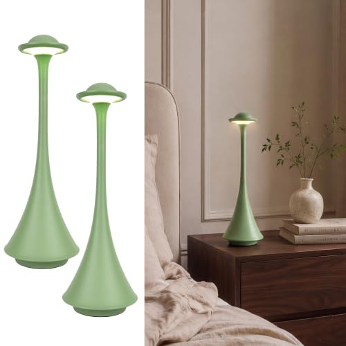 LuminexDesigns Set 2 Lampade da Tavolo LED Senza Fili Verde AVEL TL15 | Lampada da Tavolo Ricaricabile, Touch Dimmerabile, 3 Temperature di Colore, IP54, per Camera, Soggiorno, Terrazza e Giardino