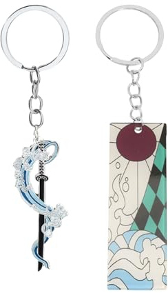 AHEJIOO 2 Stück Demon Slayer Schlüsselanhänger, Demon Hunter Katana, Anime Schlüsselanhänger Personalisiert Deamon Slayer, Geeignet Für Kleidung, Taschen, Key chain Als Dekoration Oder Als Geschenk