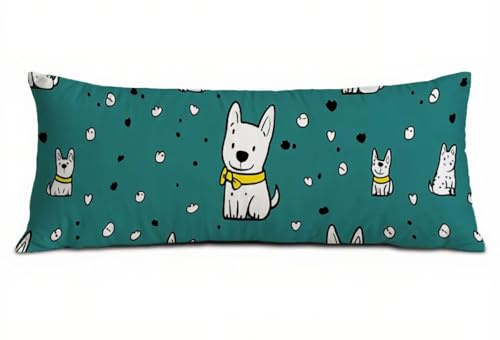 Blau Seitenschläferkissen Bezug 40 x 120 cm Hund Seitenschläferkissen mit Unsichtbarem Reißverschluss, Doppelseitig Drucken Samt Verbessern Sie Schlafqualität Body Pillow, Geschenke für Fraue B-2830