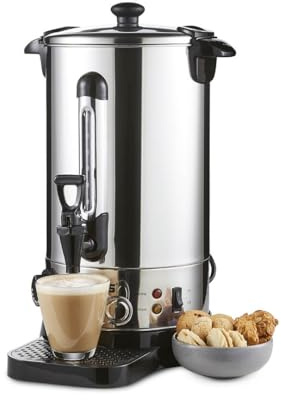 Geepas 10L Electric Catering Urn, 1650W Instant Hot Water Boiler Dispenser - Tea Urn Kettle Home Brewing Commercial Office Use with Keep Warm - Easy Pour Tap, Stainless Steel (Renewed)