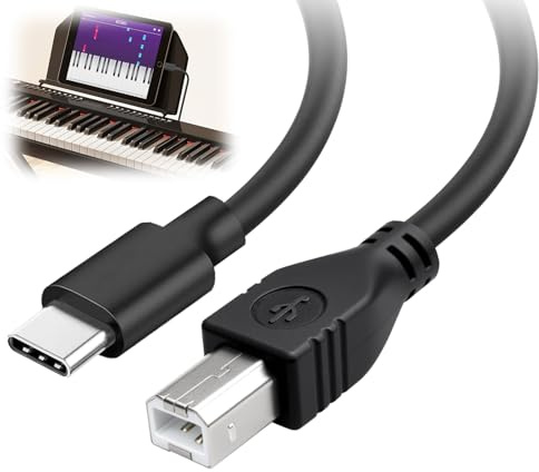 USB C to USB B MIDI Printer Cable for Yamaha Casio Digital Piano 1M Black | USB-B to USB-C Printer Cable Fit for MacBook, HP, Canon, Epson, DJ Controller, MIDI Keyboard, Audio Interface, Recording.