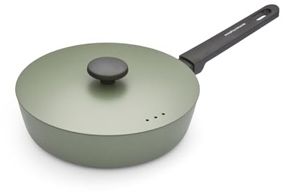 Morphy Richards Saute Pan, Forged Aluminium, 24cm, Non Stick Ceramic Coating, Soft Touch Handles, Oven Safe Up to 180c, Suitable for All Hobs, Green, 852251