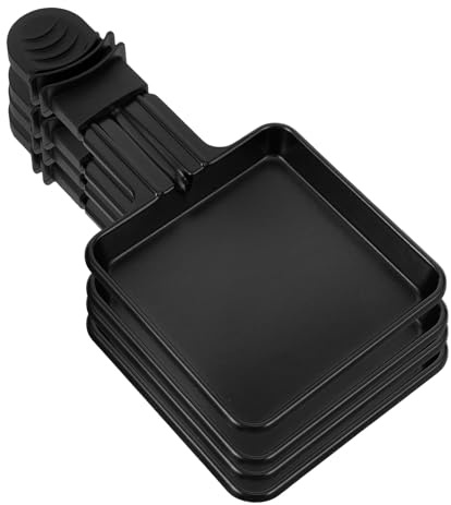 DIYEAH Lot de 4 Poêles à Fromage Carrées en Acier Inoxydable Revêtement Antiadhésif et Poignée en Plastique, pour Raclette et Cuisson Rapide