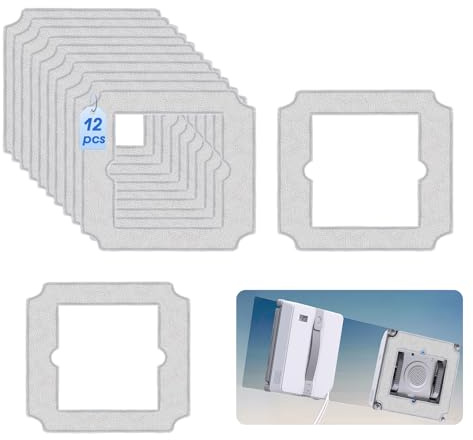 12 Pezzi per Ecovacs Winbot Mini Salviette di Ricambio Kit, per W-CC02-0012 | Salviettini per Robot Pulizia per Ecovacs Winbot Mini, per Pulizia Finestra, Riutilizzabile e Lavabile
