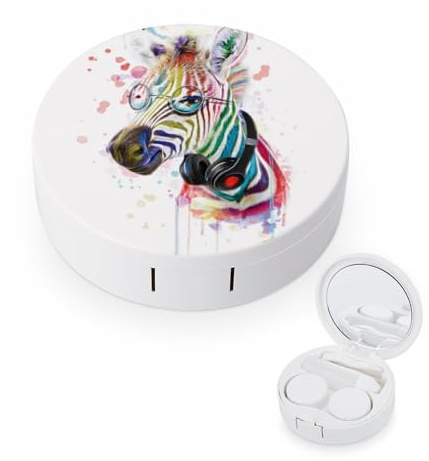 fkgvwo Contact Lens Case Colorful Horse Contact Lens Holder Box Container Soak Storage Kit