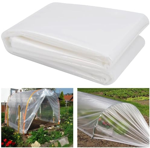 LINDADECOR 3x10M Heavy Duty Polythene Sheeting, Clear Plastic Cover, Waterproof Dustproof Grow Tunnel Film for Garden Farming Greenhouse Covers Vegetables Flowers Protection