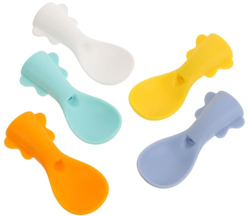 Hohopeti 5pièces Cuillère à Presser pour Gourdes de Compote Garçon Fille avec Étui de Rangement Ustensiles Doseurs pour Repas Voyage