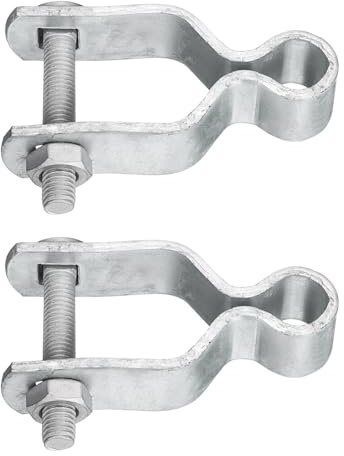 sourcing map Chain Link Fence Gate Post Hinge, Galvanized Steel Chain Link Fence Gate Female Hinge for 1-3/8 in OD Post Gate Hinges with Bolts and Nuts for Backyard, Farm Garden Door, 2pcs
