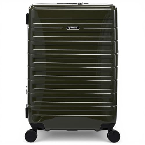Eminent Voyager Koffer Mittelgroß leicht, Hartschalenkoffer Trolley | Reisekoffer mittelgroß, 3,4 kg leicht, 71L, 4 Rollen, erweiterbar 67x44x26 auf 30, TSA Schloss, Makrolon, Dunkelgrün
