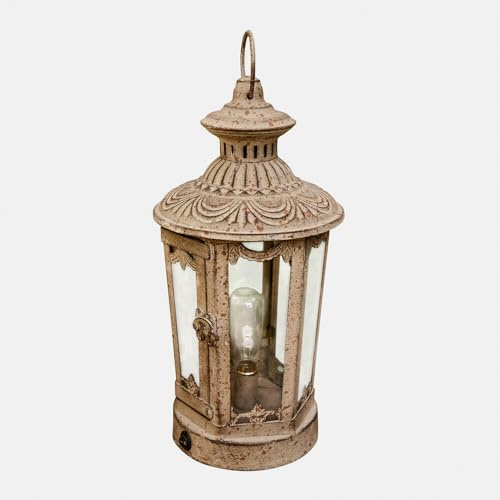 Loberon LED-Laterne Delourise - Nostalgische Romantik - mit Antik-Finish - Warmes Licht - Gartenbeleuchtung - Outdoor - Eisen - Glas, antikbraun