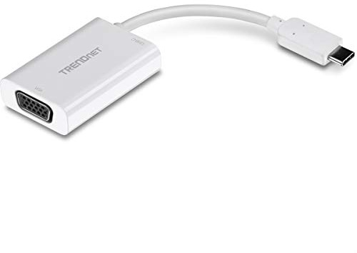 Trendnet, TUC-VGA2, Adaptador de USB-C a VGA con Suministro de Potencia, conexión USB-C de Alta Velocidad, Compatible con Suministro de energía USB-C, Chrome, Windows 10, Mac