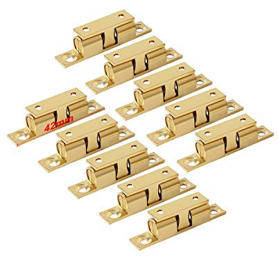 LOOTICH Ottone Doppia Palla Chiusura a Scatto Serratura Chiavistelli 42mm per Porte Armadi da Cucina Cassetti Casa Mobilia Bagno Credenza (10 Pcs)