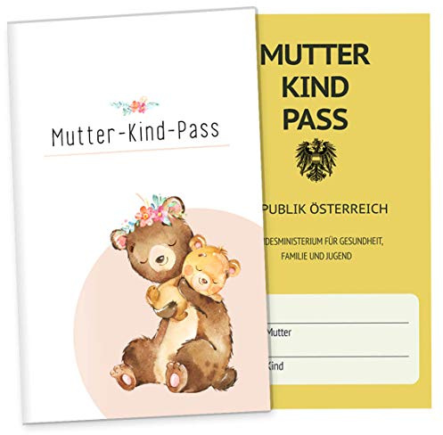 OLGS Mutter-Kind-Pass Schutzhülle Österreich – Hab dich lieb Bär, Schöne Geschenkidee für Schwangere, Aufbewahrung für MuKi-Pass & Ultraschallbilder