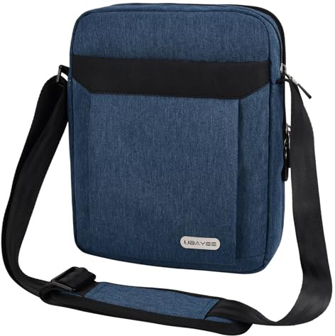 UBAYEE Män Axelväska för iPad Surfplattor upp till 10,5 Tums (25 cm), Tablettfack, Flerfickor, Vattentät, Liten (Marinblå)