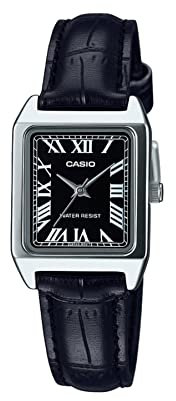 Casio Collection - Orologio donna al quarzo Classico cinturino in Pelle Nero cassa in Ottone display analogico nero - LTP-V007L-1B
