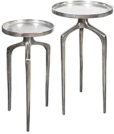 Riess Ambiente Elegantes 2er Set Beistelltische Abstract 59cm Silber Shabby Chic Sofatische Wohnzimmertische Nachttische Tisch Set