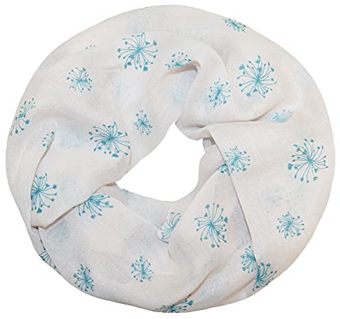 thb Richter Loopschal Rundschal mit Pusteblume Muster Schlauchschal Schals Halstuch Loop Natur Pusteblumen Blumen Print Aufdruck Fliegende Pusteblumen Flying (New Loop - Hellbeige)
