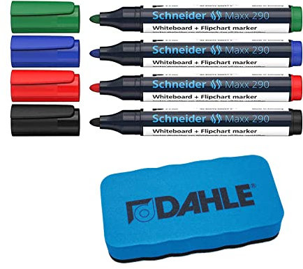 Dahle Whiteboard Schwamm (Magnetischer Wischer für Trockenreinigung auf vielen Oberflächen) - (Blau, Schwamm + Marker)