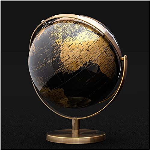 Iron & Glory | Weltkugel | Weltkarte dekoratives Wohnaccessoire für Vintage Raumdekoration | Ornamente für Wohnzimmer & Büro Schreibtisch | Schwarz & Gold Bürozubehör für Heimdekoration | Geschenke