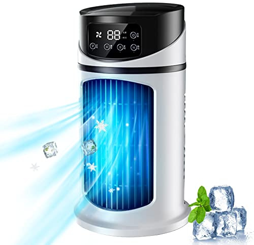Mini climatiseur portable 3 en 1, refroidisseur, humidificateur et purificateur, 6 vitesses, USB, pour bureau à domicile (A)