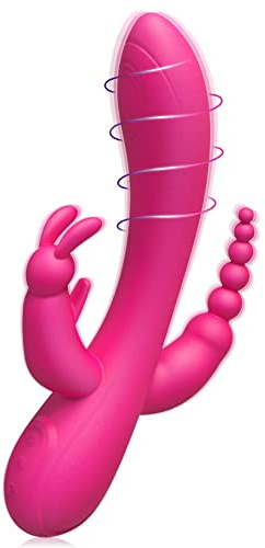 Rabbit G-Punkt Vibrator für Klitoris Stimulation- 3 in 1 Anal Dildo Sex Toys mit 12 Vibrationsmodi für Frauen, Silikon Nippel Stimulator Erotik Sex Spielzeug Sexspielzeug für die Frau Solo Paare Leise