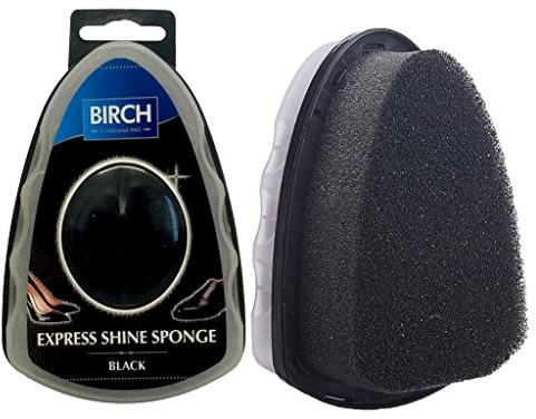 Birch Express Shoe Shine Sponge Shoe Polish Sponge Gives Instant Gloss, For Leather Shoes Boots Bags, Birch Perfect Shine (Black)
