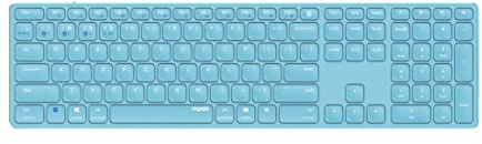 Rapoo E9800M kabellose Tastatur Wireless Keyboard wiederaufladbarer Akku flaches Aluminium Design DE-Layout QWERTZ PC & Mac - blau