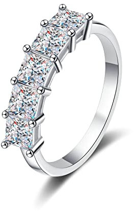 KnBoB Bandring Silber 925 Damen Ring 2ct Moissanit Schlicht Ehe und Verlobungsring Schmuck Größe 53 (16.9)