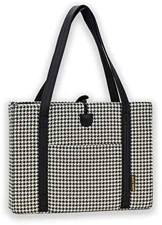 KONA CAVE® Reise-Hundebett - Tragbar - Gefaltetes und gepolstertes Bett mit Schultergurten - Restaurant-Deckenbett (KLEIN (40 x 60 x 3.5cm), Schwarz-weißer Hahnentritt)