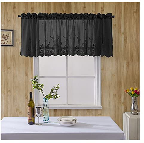 Yurosiay Spitze Scheibengardinen Vintage Halbtransparent Kurz Vorhänge Kleine Gardinen Halb Gardinen Bistrogardine Stickerei Scheibengardine für Wohnzimmer Schlafzimmer Küche